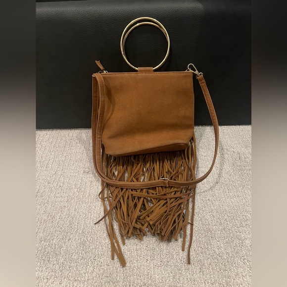 Boutique camel brown fringe crossbody bag - Picture 2 of 4